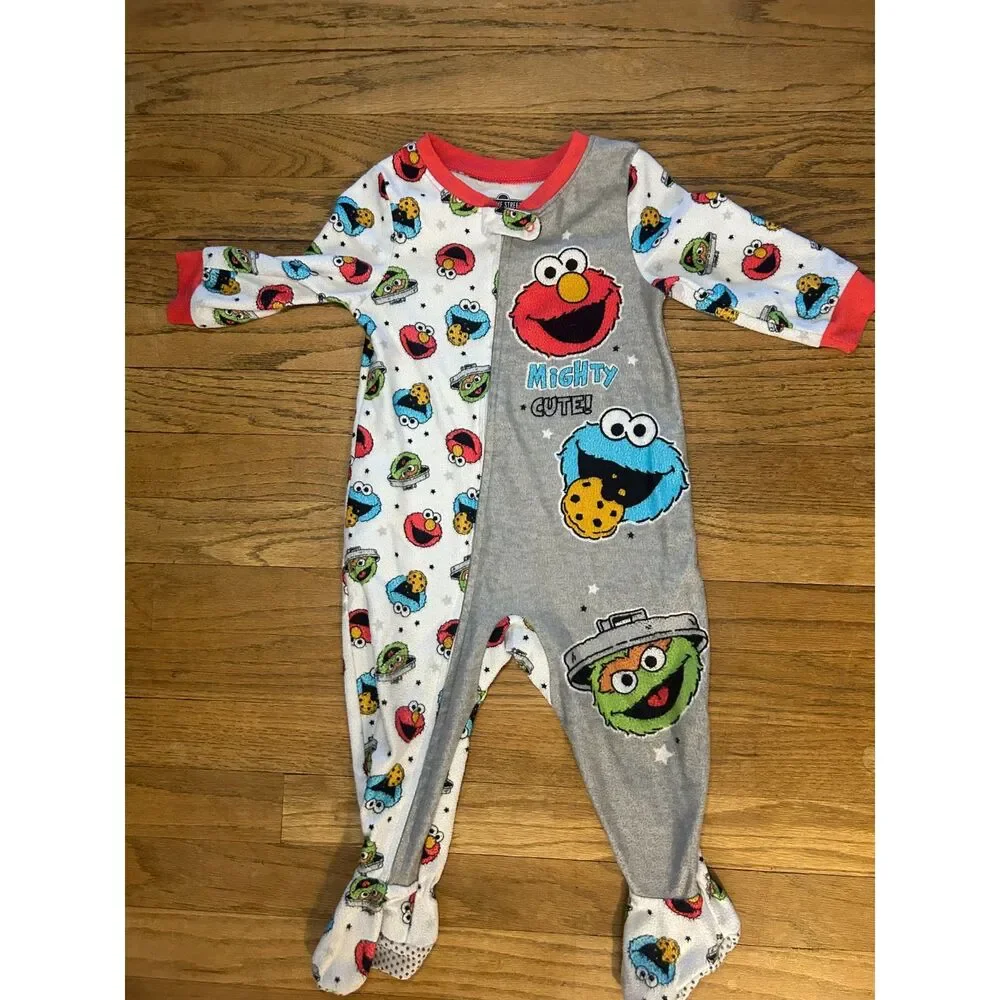 Sesame Street Elmo Mighty Cute Fleece Footie Pajamas 18 Months Toddler Sleep